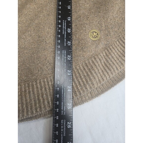 Michael Kors Bell Sleeve Turtleneck Sweater Wool Baby Alpaca Blend Tan Sz M Gold - Picture 12 of 12